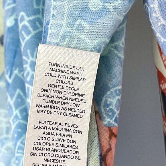 Chicos Boho Kimono Sleeve Top Womens Size 3 Blue Mix Print Lightweight Ethereal - Picture 9 of 12